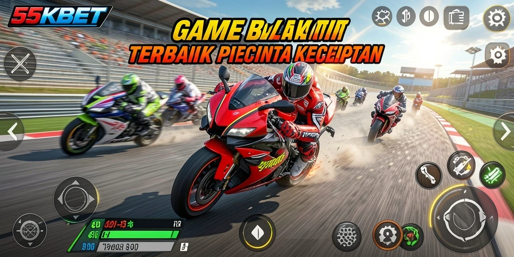 Gameplay 55KBET dengan balapan motor yang mendebarkan.