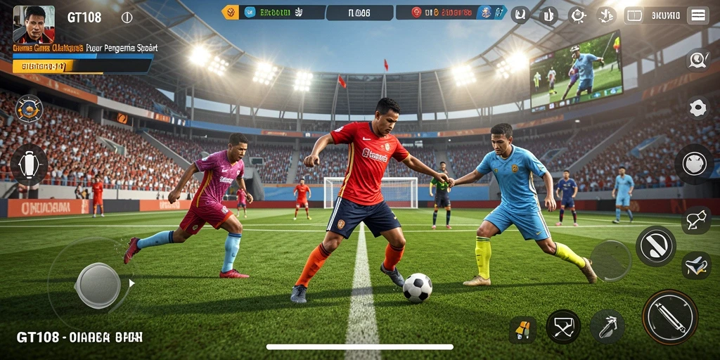Tampilan gameplay GT108 dengan aksi olahraga yang mendebarkan.