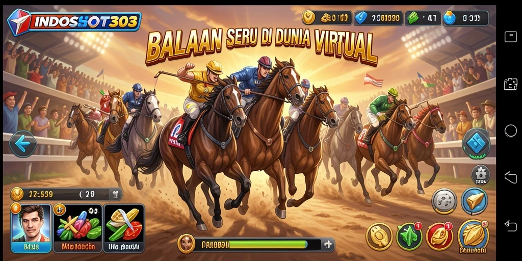 Tampilan gameplay seru dari INDOSLOT303 saat balapan.