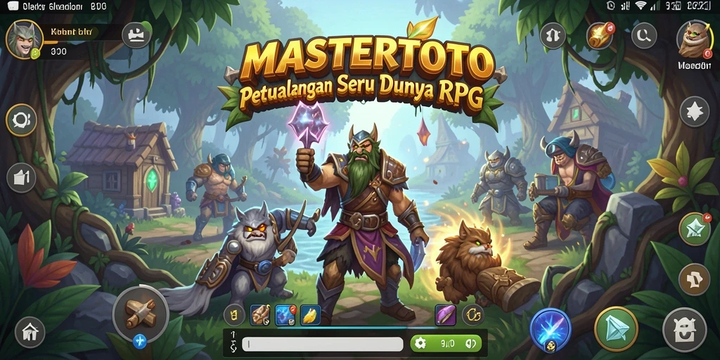 Tampilan RPG MASTERTOTO dengan aksi seru dan karakter menakjubkan.