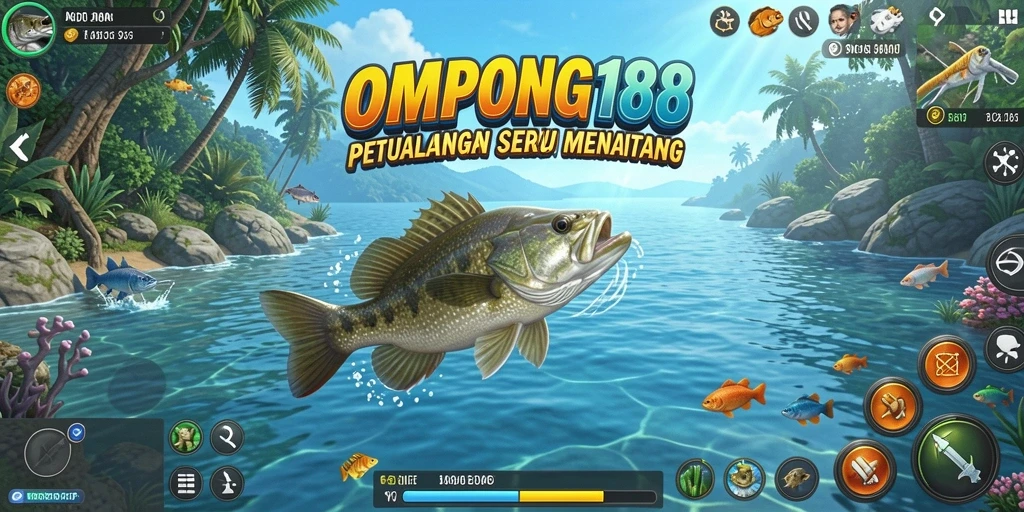 Tangkapan besar dalam permainan OMPONG188 dengan latar belakang indah.
