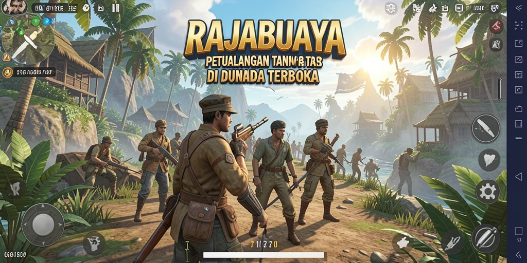Screenshot gameplay RAJABUAYA menampilkan eksplorasi dunia terbuka yang indah.
