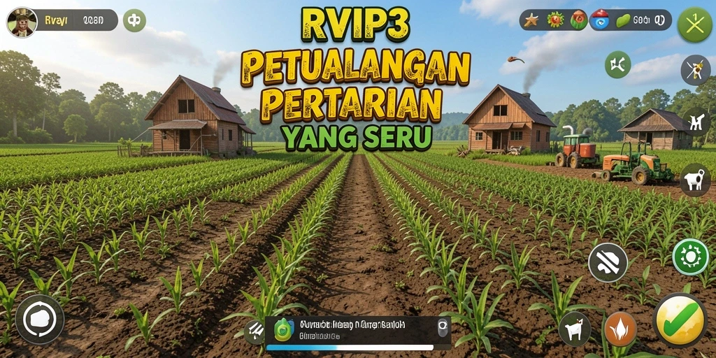 Tampilan gameplay <strong>RVIP3</strong> yang menakjubkan saat bertani di ladang.