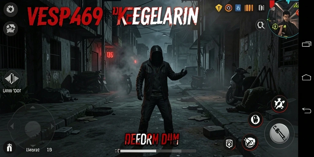 Tampilan permainan VESPA69 saat menjelajahi kegelapan yang mencekam.